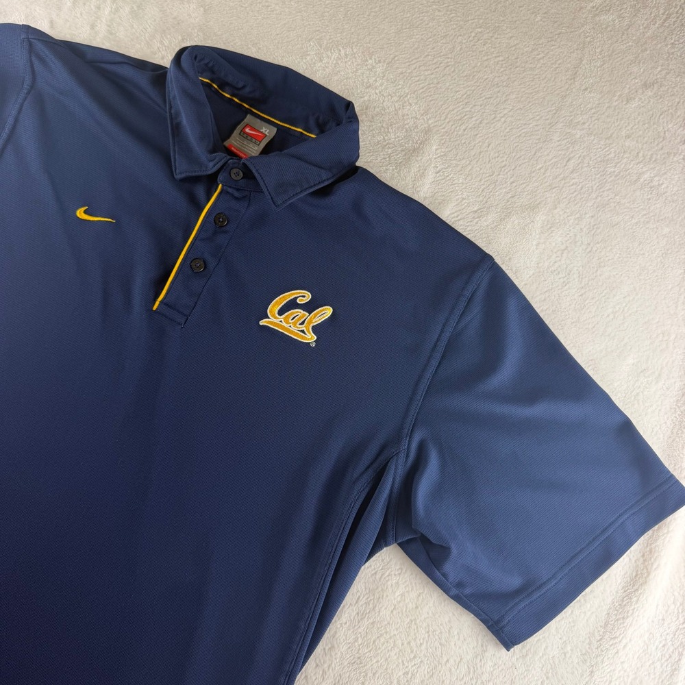 Nike Team Vintage Cal Polo Shirt Berkeley Navy Blue Mens XL Fit Dry 90s